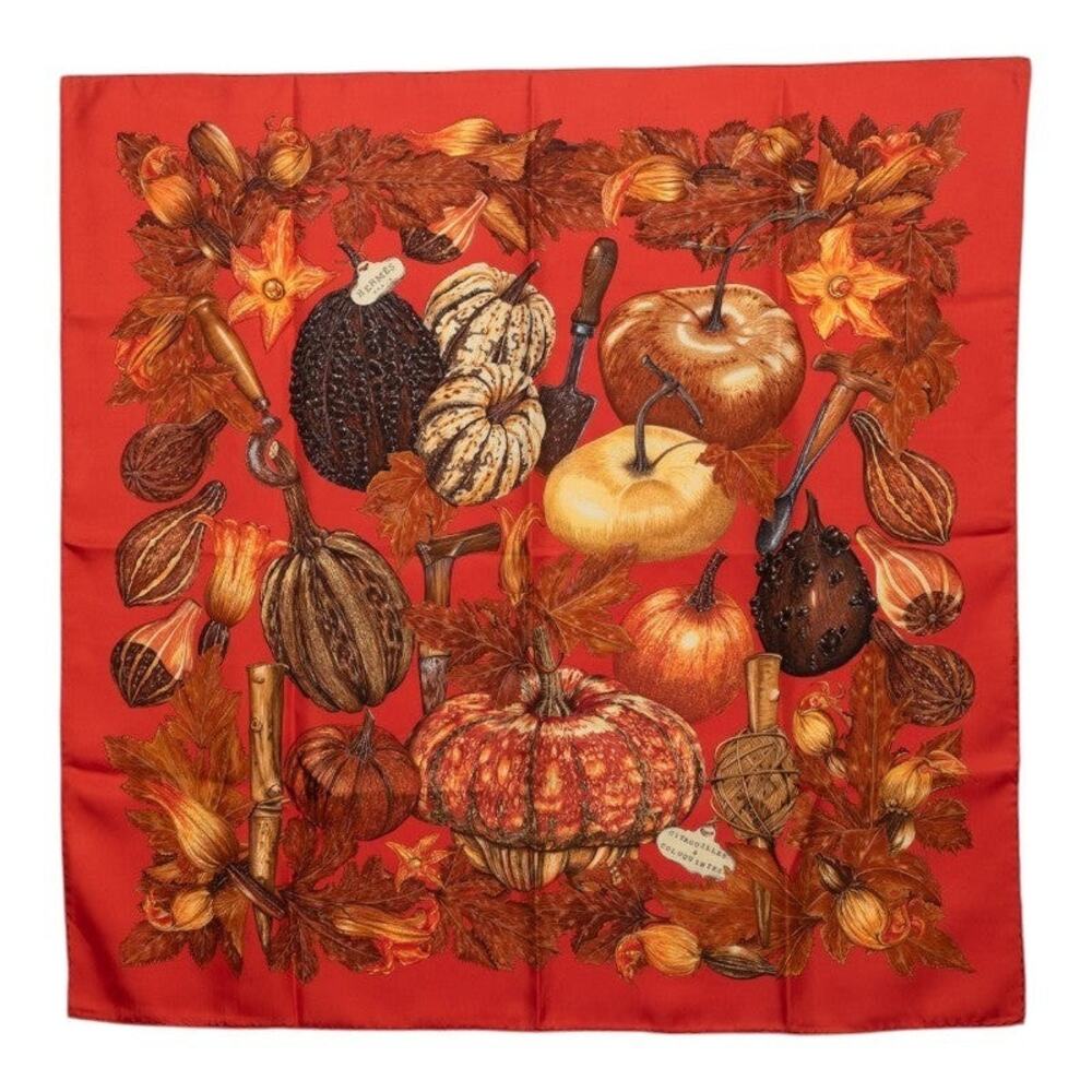 Hermes Carre 90 Citrouilles et Coloquintes Pumpkin and Colocynth Large Scarf